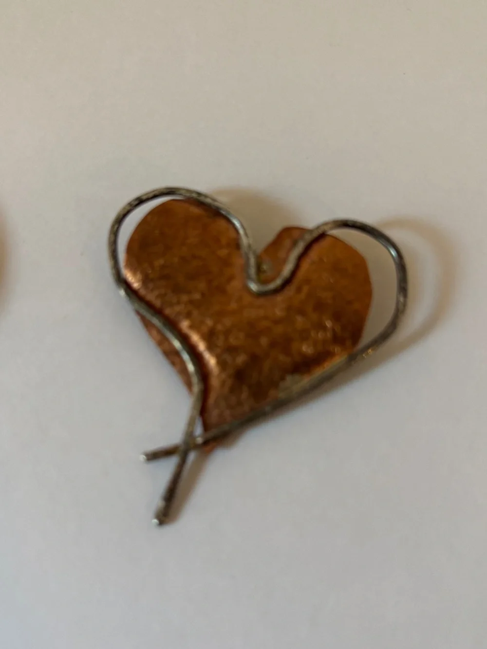 Vintage Donna Burdick double heart sterling silver brooch/pin